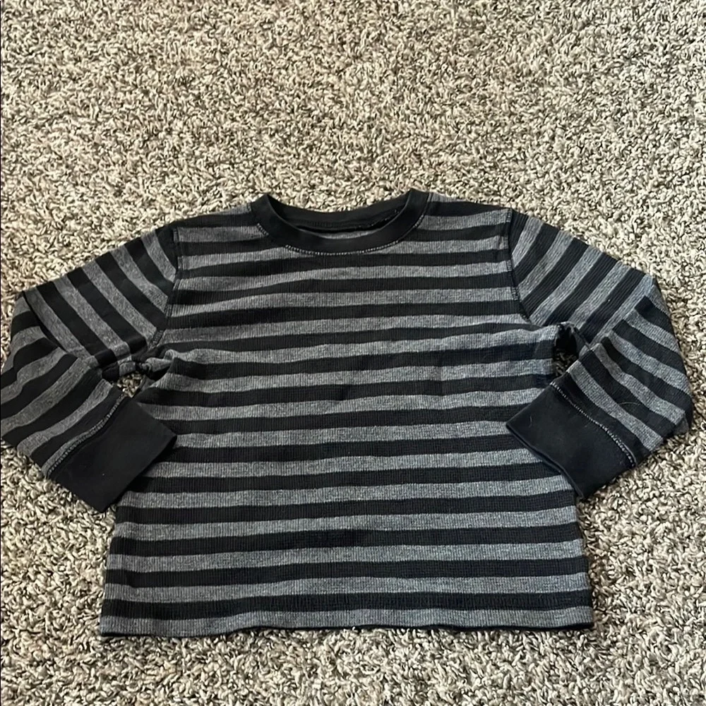 Baby GAP Boys Black and Gray Striped Long Sleeve Tee